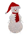 Northlight 42in Lighted 2d Chenille Snowman In Santa Hat Outdoor Display In White
