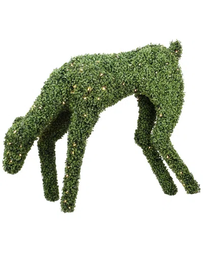 Northlight 42" Pre-lit Boxwood Feeding Reindeer Outdoor Christmas Decoration In Green