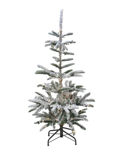 Northlight 4.5 Ft Pre-lit Nordmann Fir Artificial Flocked Christmas Tree -  Warm Clear Led Lights In Green
