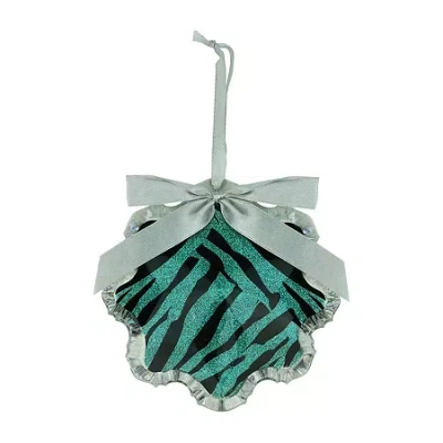 Northlight 4.5'' Teal Green And Black Glittered Zebra Print Snowflake Prism Christmas Ornament
