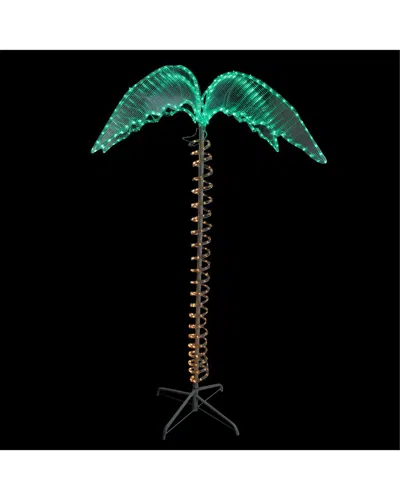Northlight 4.5ft Green & Tan Led Palm Tree Outdoor Rope Light Silhouette In Brown