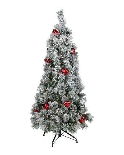 Northlight 4.5ft Pre-lit Snowy Bristle Pine Artificial Christmas Tree - Clear  Lights In Gray