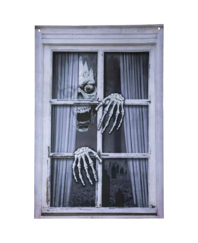Northlight 46" Scary Skeleton Fake Window Halloween Decoration In Blue
