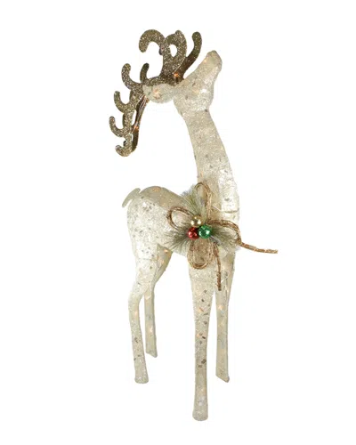 Northlight 46in Lighted Sparkling White Sisal Reindeer Christmas In Neutral