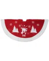 Northlight 46" Red And White Winter Reindeer Embroidered Christmas Tree Skirt