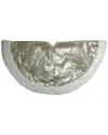 Northlight 47.2" Glided White Christmas Glamour Gold And White Christmas Tree Skirt