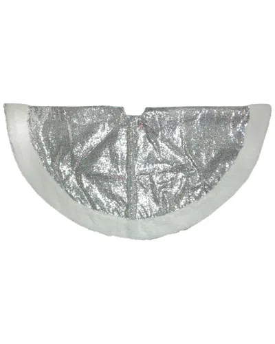 NORTHLIGHT NORTHLIGHT 47.2IN SPARKLING SILVER & WHITE CHRISTMAS TREE SKIRT