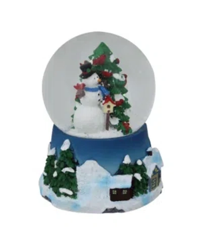 Northlight 4.75" Musical Snowman Red Cardinal And Christmas Tree Snow Globe In White
