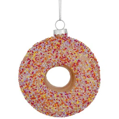 Northlight 4.75" Pink Frosted Doughnut Glass Christmas Ornament