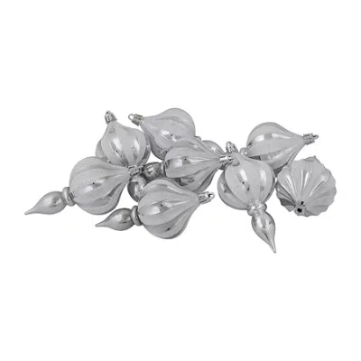 Northlight 4.75in Finial 8-pc Christmas Ornament In Silver
