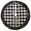 Northlight 48" Black And White Buffalo Plaid Christmas Tree Skirt With Burlap Snowflake In Black