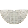 Northlight 48" Cream And Gold Wood Grain Pattern And Faux Fur Christmas Tree Skirt In Ivory