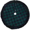 Northlight 48" Green And Black Plaid Christmas Tree Skirt With Faux Fur In Black