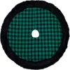 Northlight 48" Green And Black Plaid Plush Christmas Tree Skirt In Green