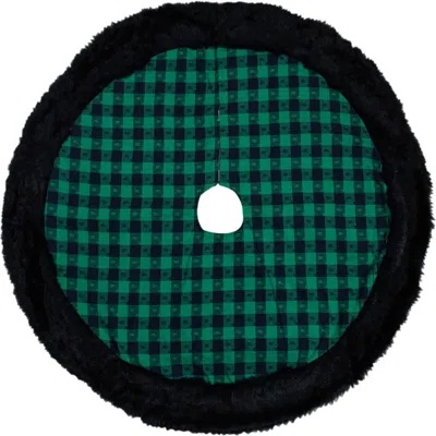 Northlight 48" Green And Black Plaid Plush Christmas Tree Skirt