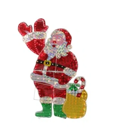 Northlight 48" Holographic Lighted Waving Santa Claus Christmas Yard Art Decoration In Red