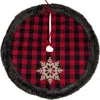 Northlight 48-inch Red And Black Christmas Tree Skirt With Burlap Snowflake In Red