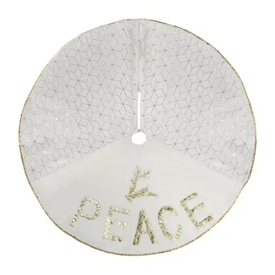 Northlight 48" Peace And Reindeer Indoor Tree Skirt In White