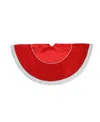 Northlight 48" Quilted Red Velvet Christmas Tree Skirt With White Cord And Faux Fur Border In Red