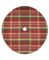 Northlight 48" Red And Green Plaid Rustic Woodland Christmas Tree Skirt With Green Trim In Green