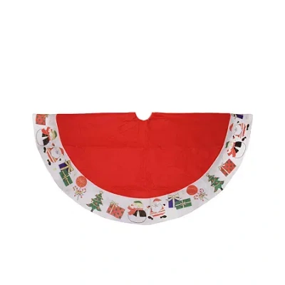 Northlight 48'' Red With White Border Christmas Day Fun And Surprise Christmas Tree Skirt