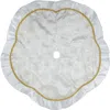 Northlight 48" White And Gold Glitter Poinsettia Scalloped Christmas Tree Skirt In White