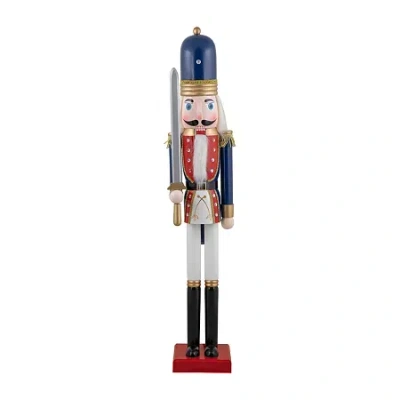 Northlight 48.25in Blue And White Soldier With Sword Christmas Nutcracker In Multi