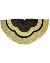 Shop Northlight 48in Black & Gold Embossed Velvet Silk Brocade & Metallic Trim Scallop Christmas Tree Ski