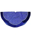 Northlight 48in Blue & Silver Glitter Filigree Swirl Scallop Christmas Tree Skirt With Decorative Me