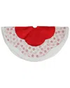 Northlight 48" Country Cabin Red And White Glitter Snowflake Scallop Christmas Tree Skirt With Faux Fur Border