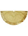 Northlight 48in Gold Glitter Star Print Christmas Tree Skirt With Decorative Metallic Trim & Velvete