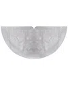 Northlight 48in Iridescent Glitter Snowflake Print Christmas Tree Skirt With White Faux Fur Trim