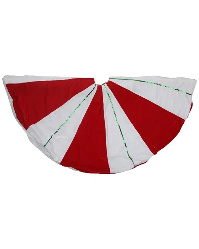 Northlight 48in Peppermint Twist Red & White With Green Sequined Stripes Christmas Tree Skirt