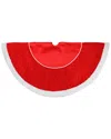 Northlight 48" Quilted Red Velvet Christmas Tree Skirt With White Cord And Faux Fur Border