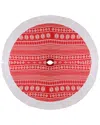 Northlight 48in Red & White Knitted Snowflake Christmas Tree Skirt With Faux Fur Trim