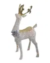 Northlight 48in White & Gold Lighted Standing Buck Outdoor Display In White