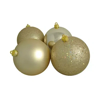 Northlight 4ct Champagne Gold Shatterproof 4-finish Christmas Ball Ornaments 6'' (150mm) In Yellow