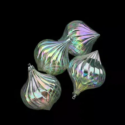 Northlight 4ct Clear Iridescent Onion Drop Shatterproof Christmas Ornaments 4.5" In Multi