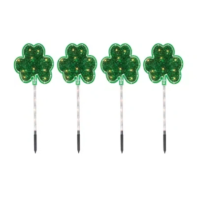 Northlight 4ct Green Shamrock St Patrick's Day Marker Lawn Clear 4-pc. Pathway Light