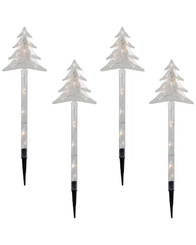 Northlight 4ct Lighted Christmas Tree Pathway Markers In Clear
