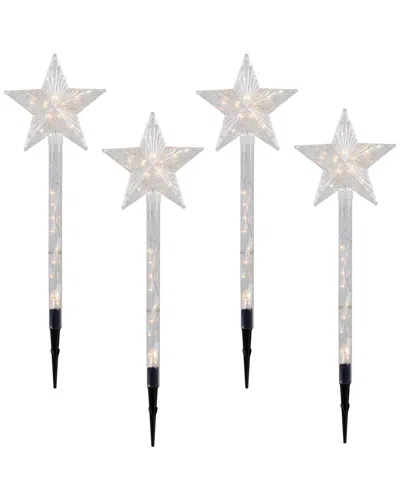 Northlight 4ct Lighted Star Christmas Pathway Marker In Clear