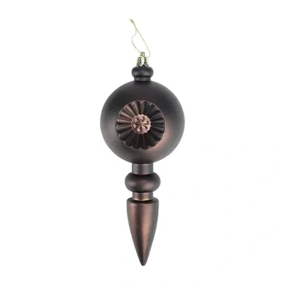 Northlight 4ct Matte Brown Retro Reflector Shatterproof Christmas Finial Ornaments 7.5"