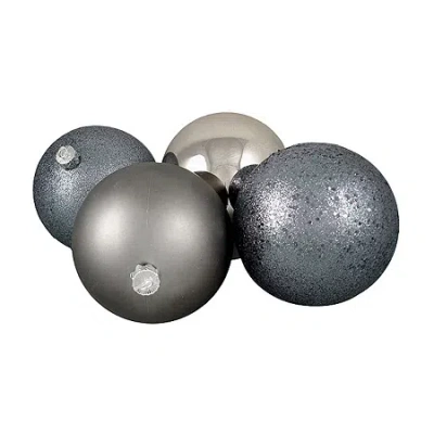 Northlight 4ct Pewter Gray Shatterproof 4-finish Christmas Ball Ornaments 6'' (150mm)