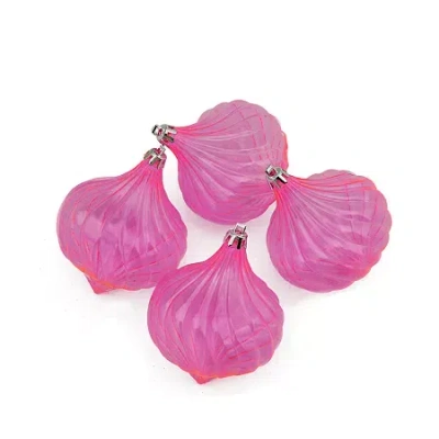 Northlight 4ct Pink Transparent Shatterproof Onion Drop Christmas Ornaments 4.5"