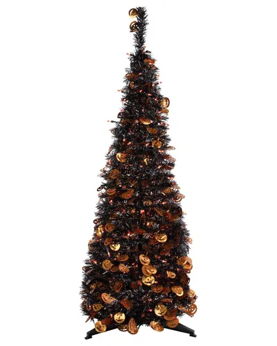 Northlight 4ft Fall Harvest Pop Up Artificial Thanksgiving Tree With Pumpkins In Orange