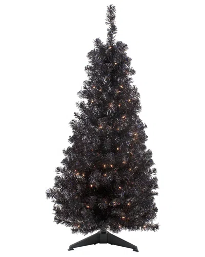 Northlight 4ft Pre-lit Slim Artificial Tinsel Halloween Tree In Black