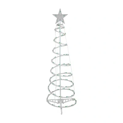 Northlight 4ft Pre-lit Spiral Tree With Star Topper Green Lights Christmas Yard Art In Silver