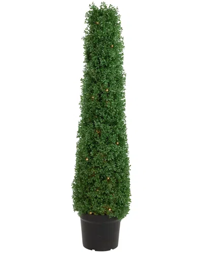 Northlight 4ft Pre-lit Artificial Boxwood Cone Topiary Tree With Pot In Green