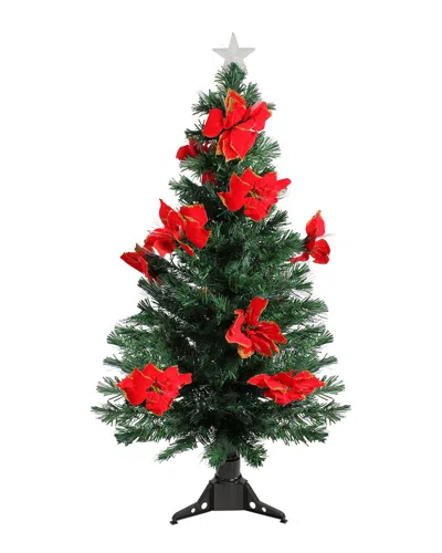 Northlight 4ft Pre-lit Poinsettias Artificial Christmas Tree - Multicolor  Lights