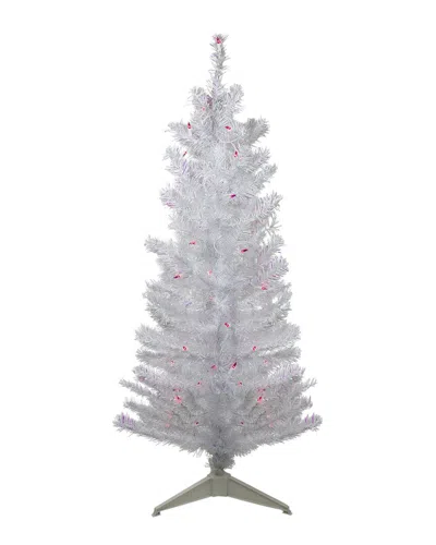 Northlight 4ft Pre-lit White Iridescent Pine Artificial Christmas Tree - Pink  Lights